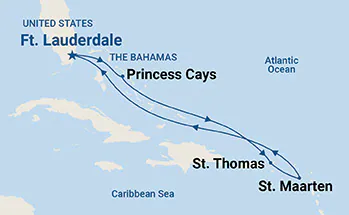 Sky Princess, Eastern Caribbean with Bahamas (Y304) ex Ft Lauderdale (Pt Evergla